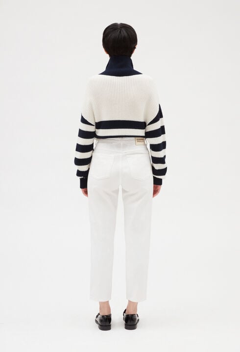 Jean blanc taille haute