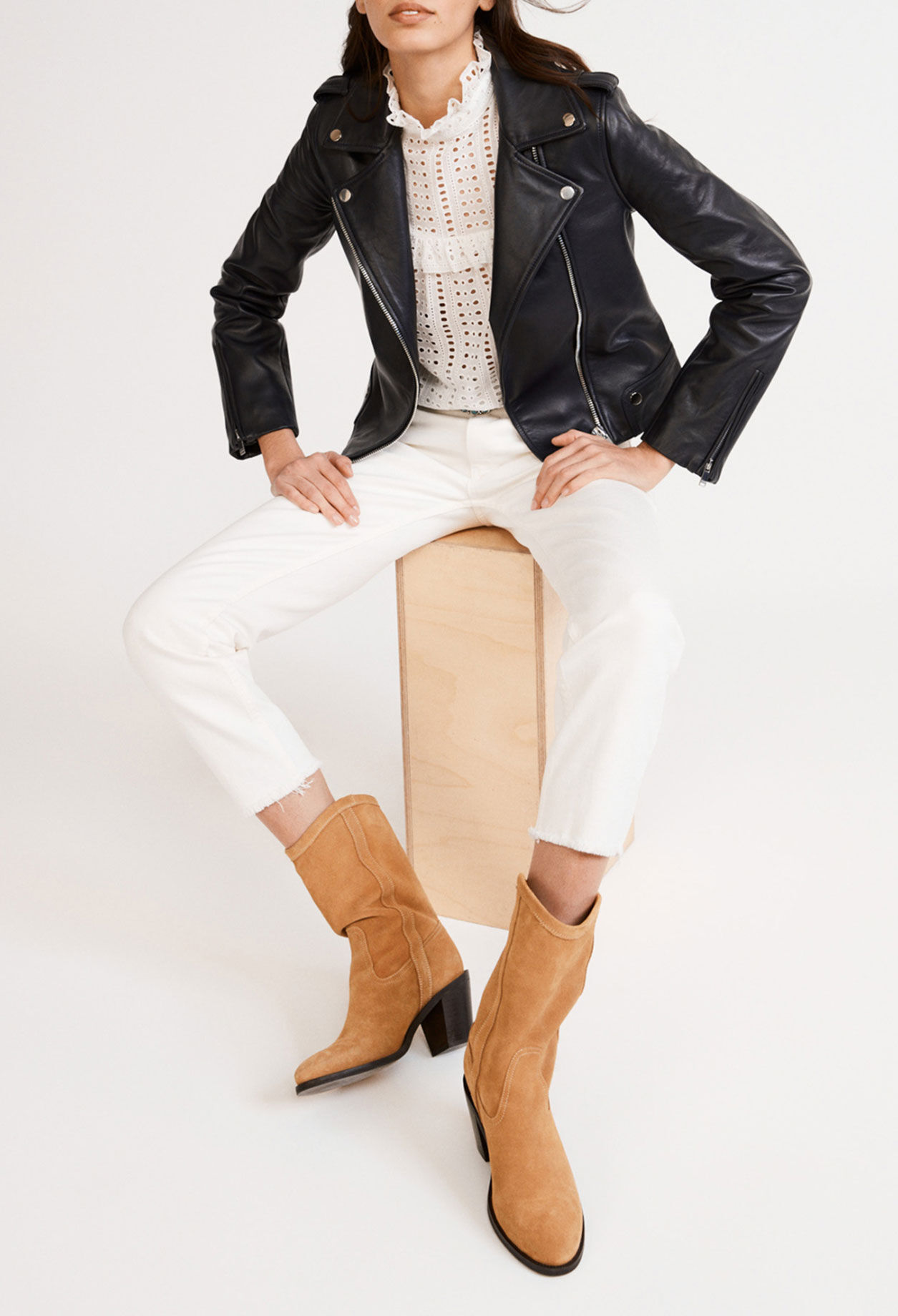 Blouson zippé en cuir responsable