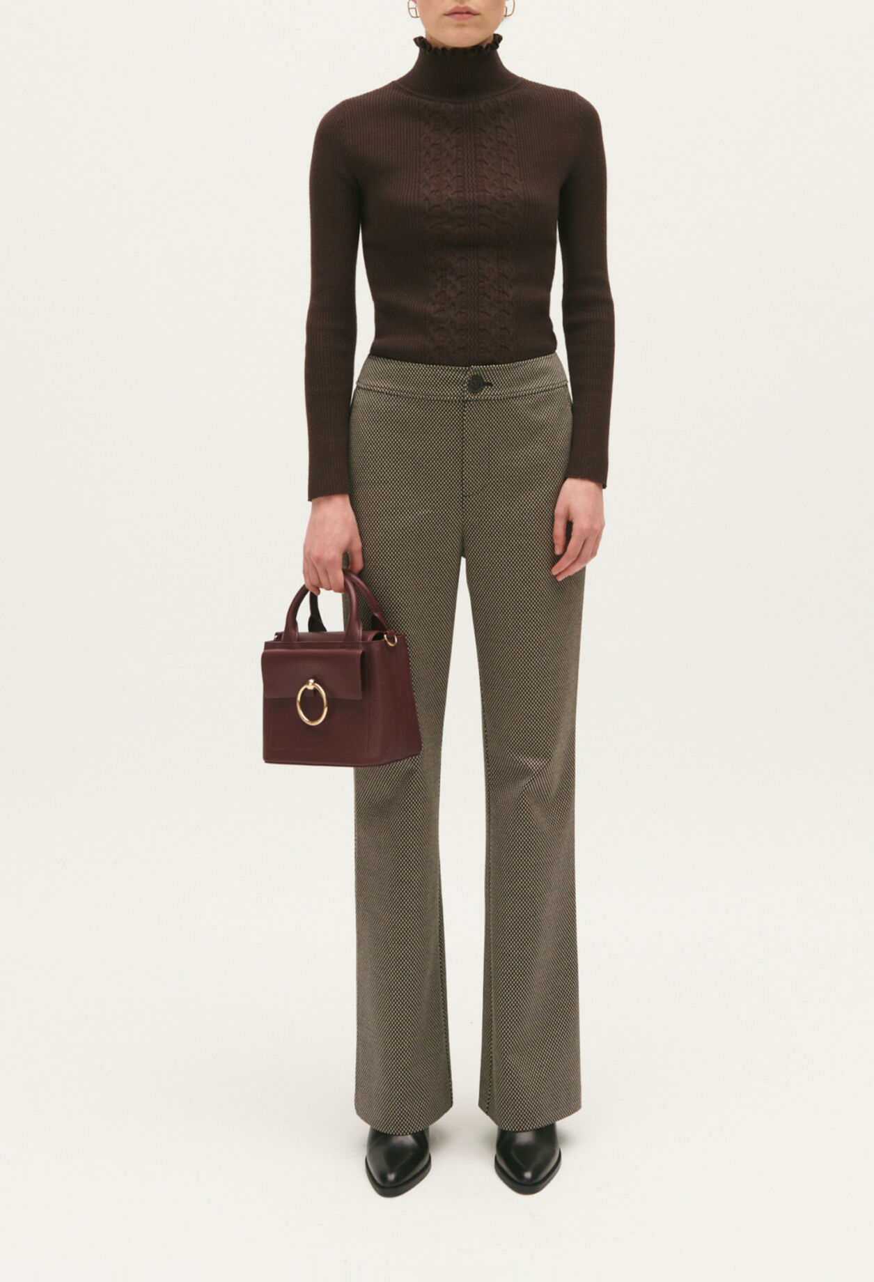 Pantalon droit imprimé chocolat