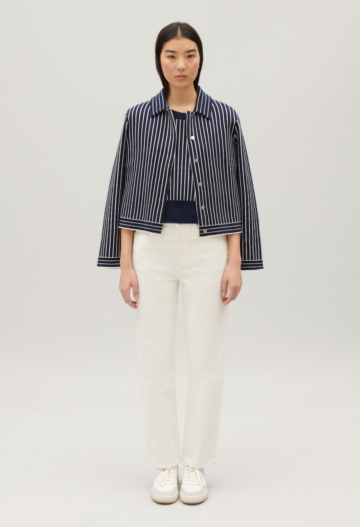 Cardigan maille rayures