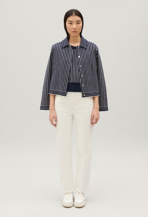 Cardigan maille rayures