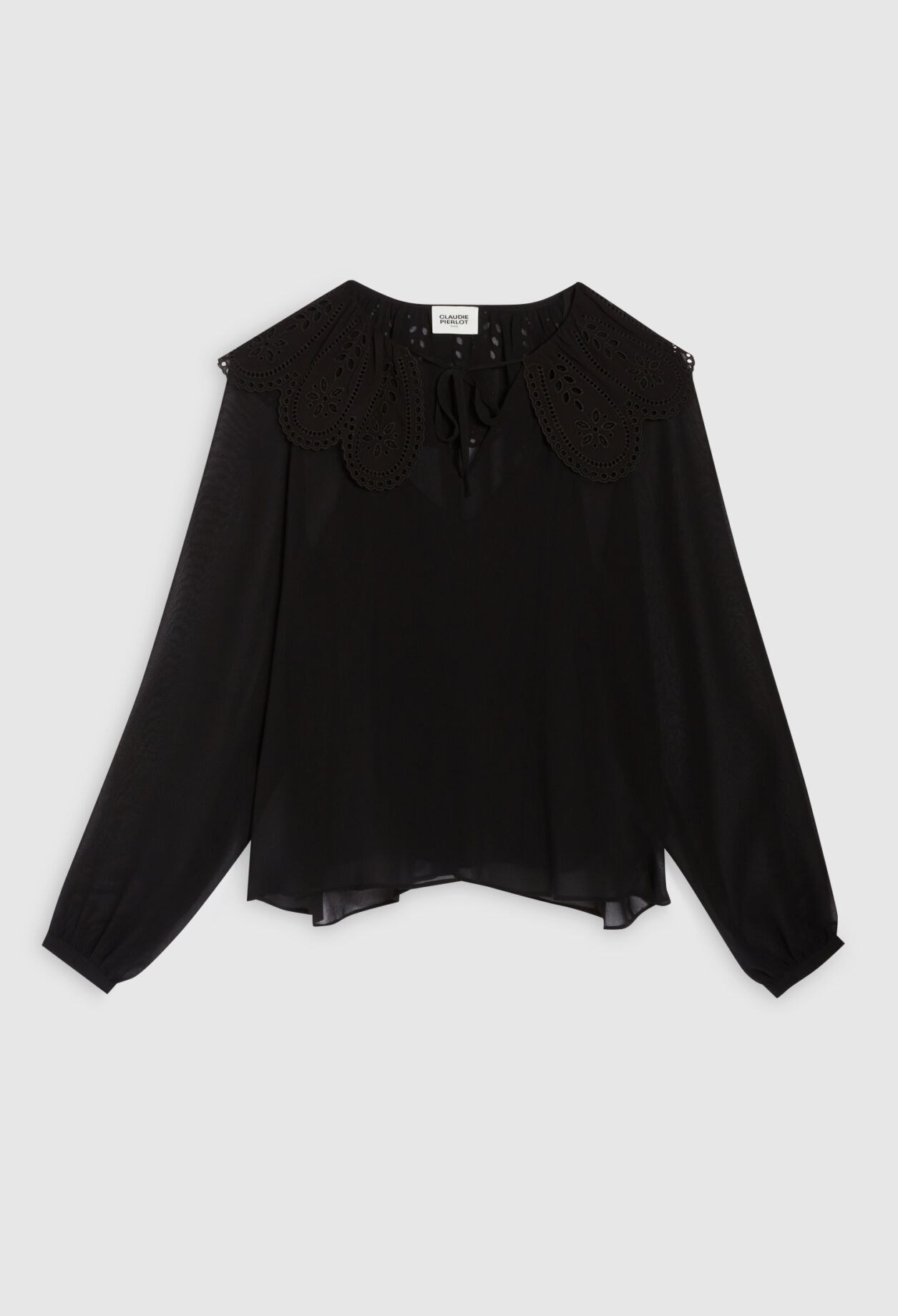 Blouse noire large col