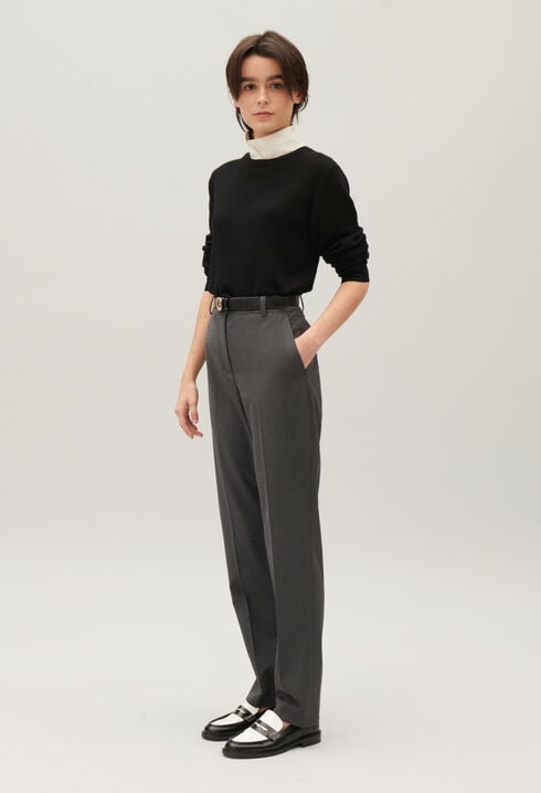 Pantalon tailleur gris chiné
