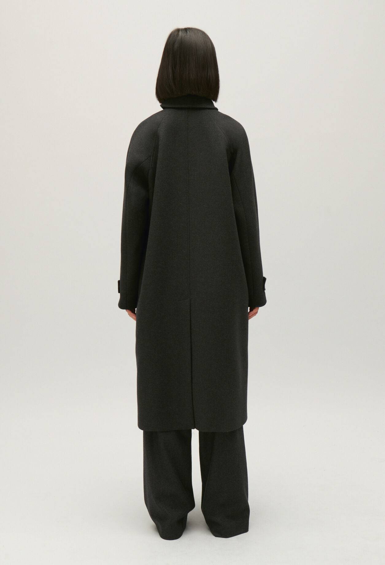 Manteau mi-long laine gris chiné