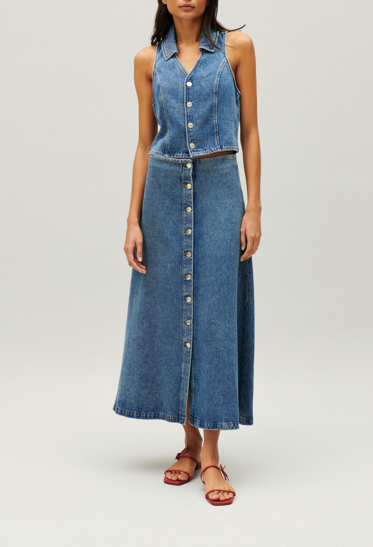 Top sans manches denim bleu