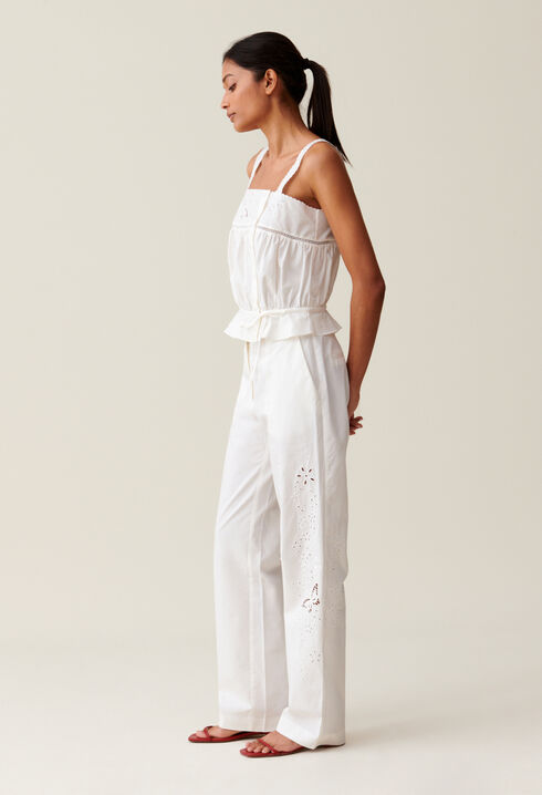 Pantalon droit brodé