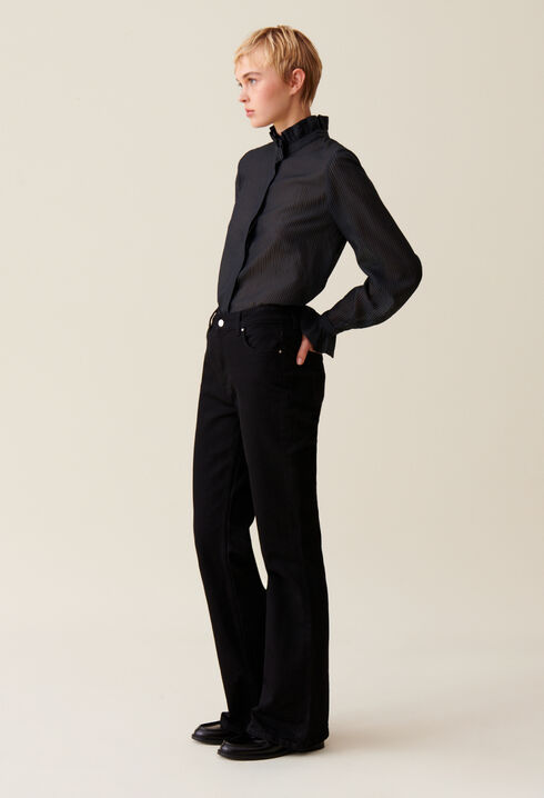 Chemise fluide col volanté rayures