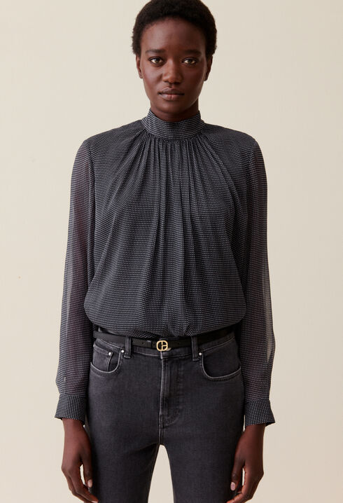 Blouse lavallière carreaux fluide