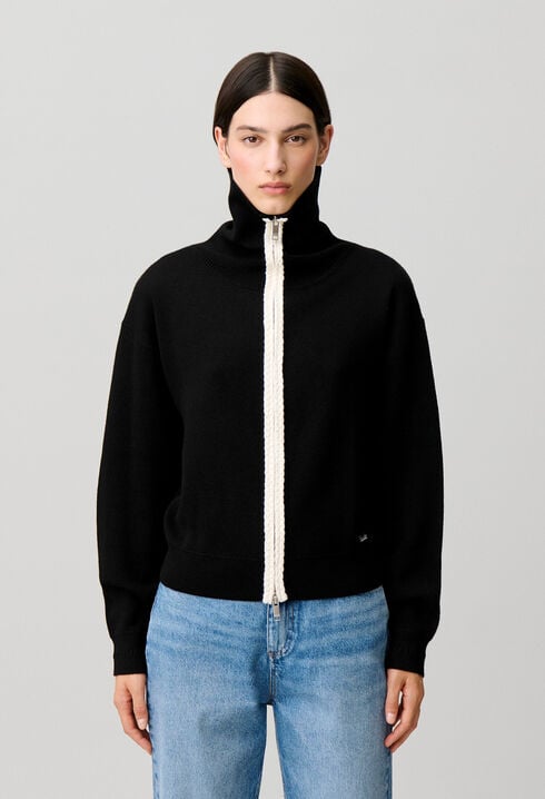 Cardigan maille zipp&eacute; col camionneur