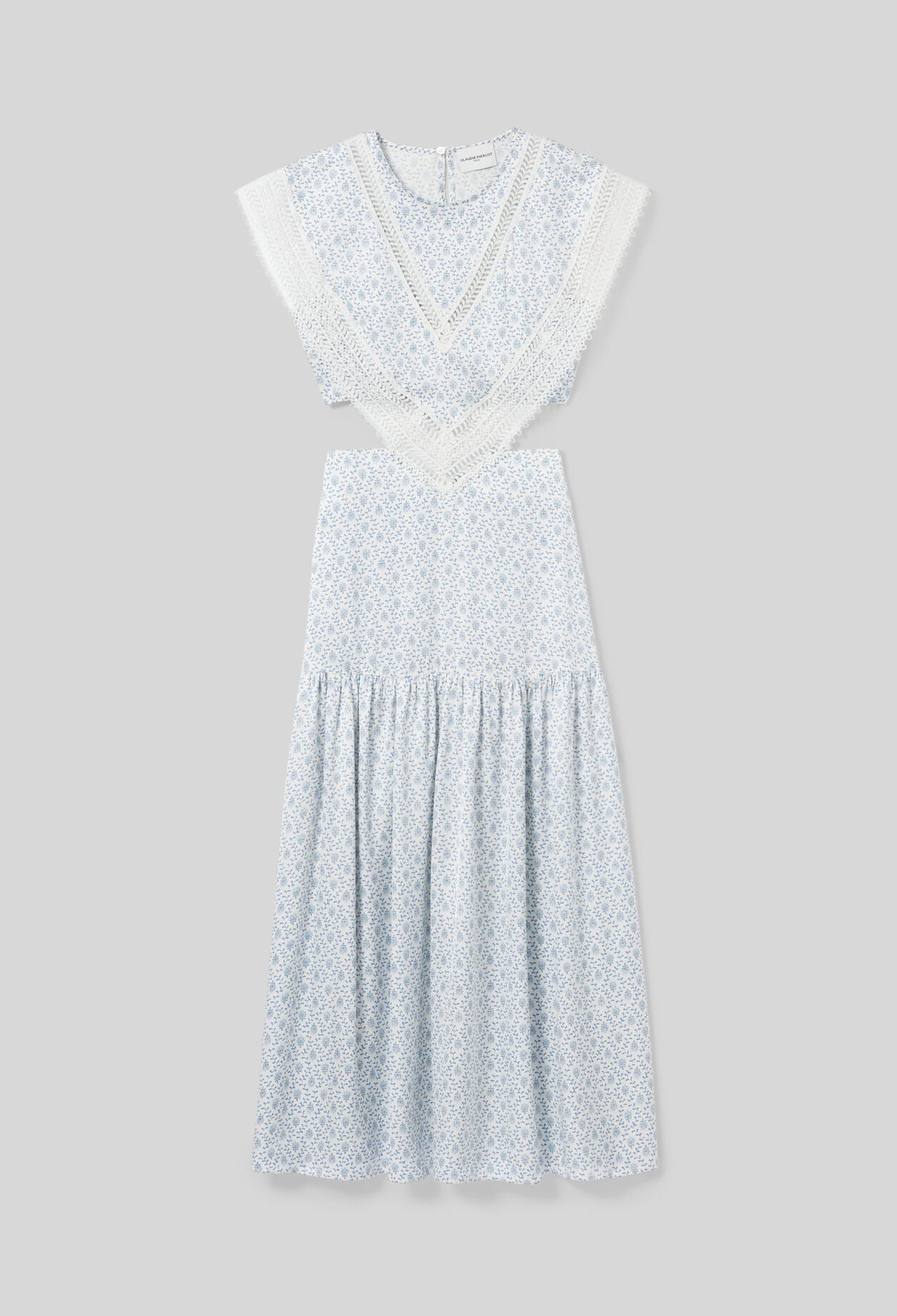 Robe longue satin&eacute;e dentelle