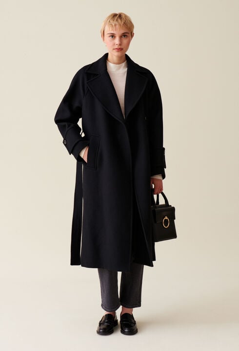 Manteau mi-long laine mélangée