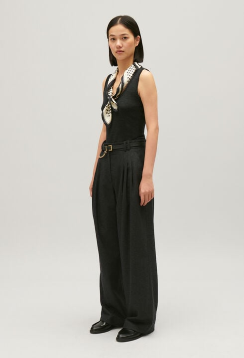 Pantalon large gris chiné