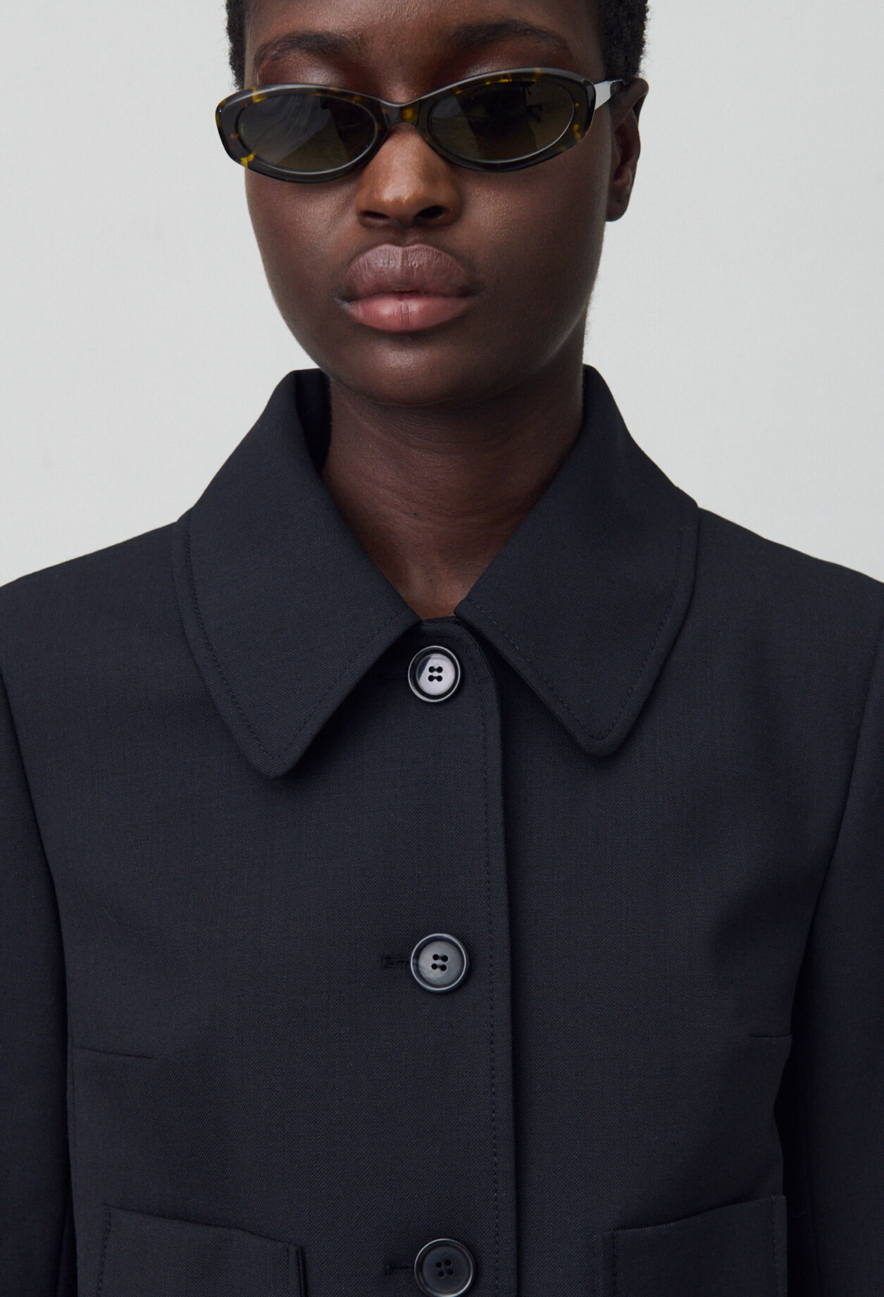 Veste boîte laine mélangée noir