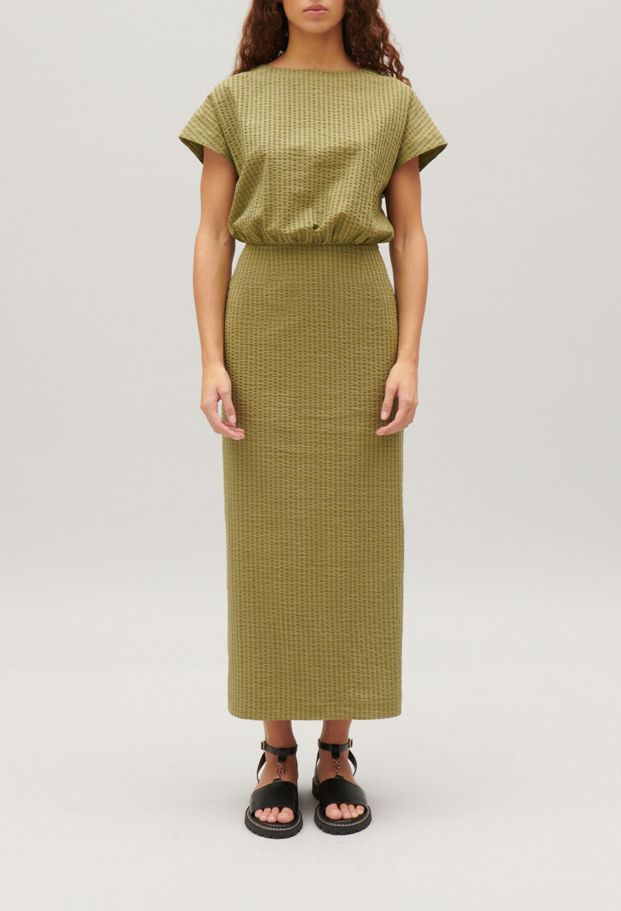 Robe midi rayures