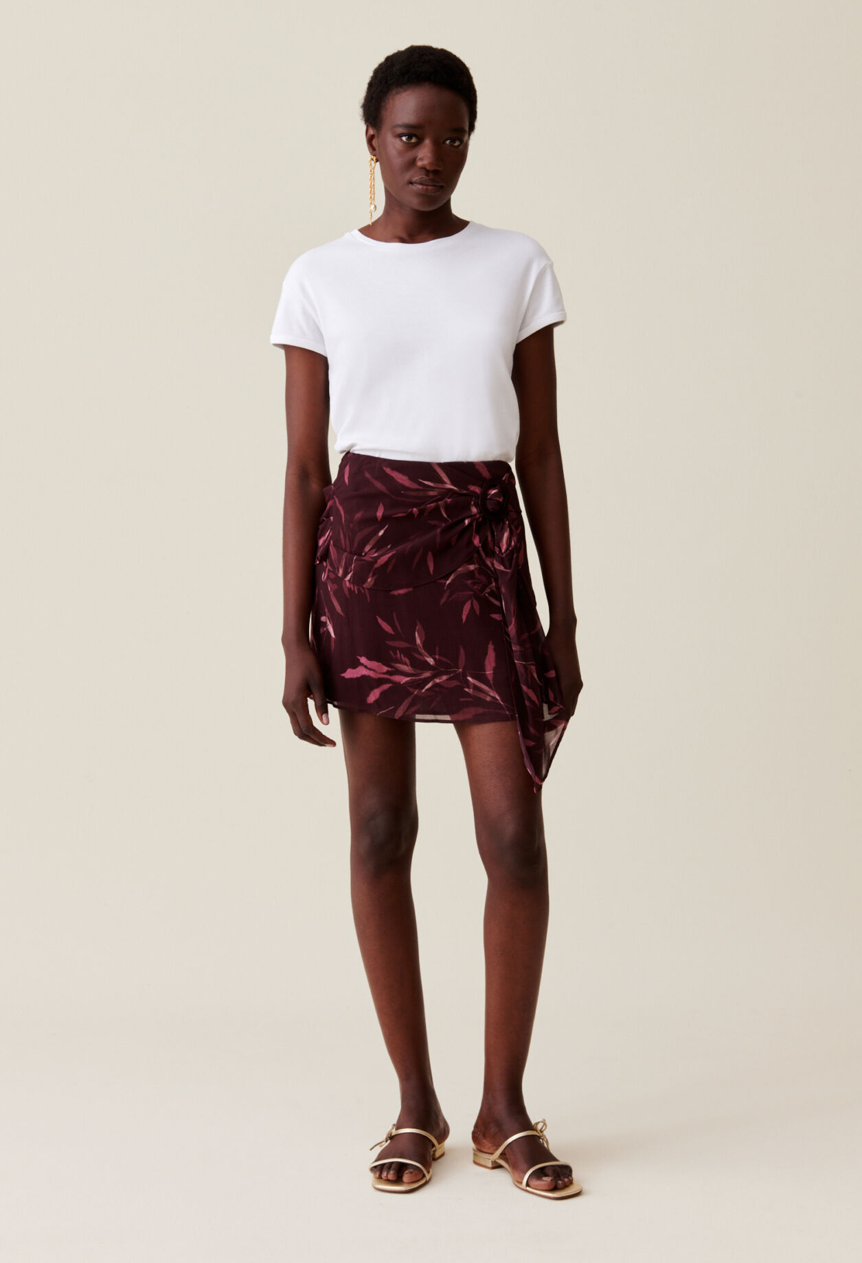 Jupe fluide courte motif floral pour femme Claudie Pierlot