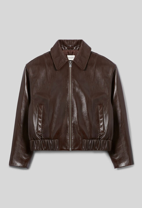 Blouson cuir brillant casual