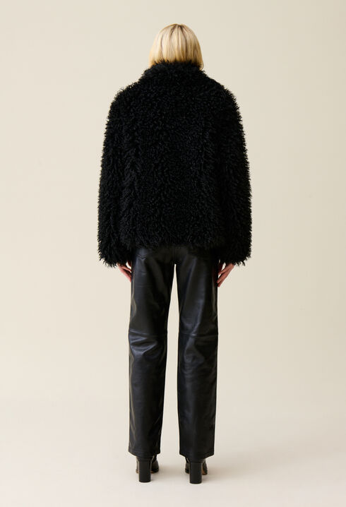 Manteau fausse fourrure noir