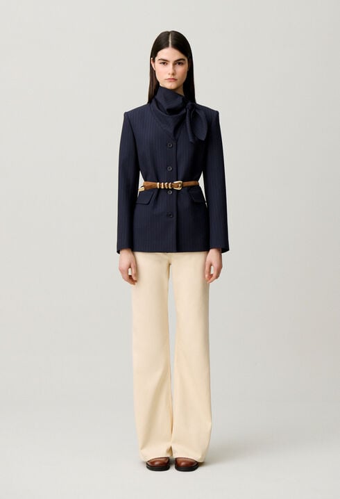 Veste laine foulard amovible