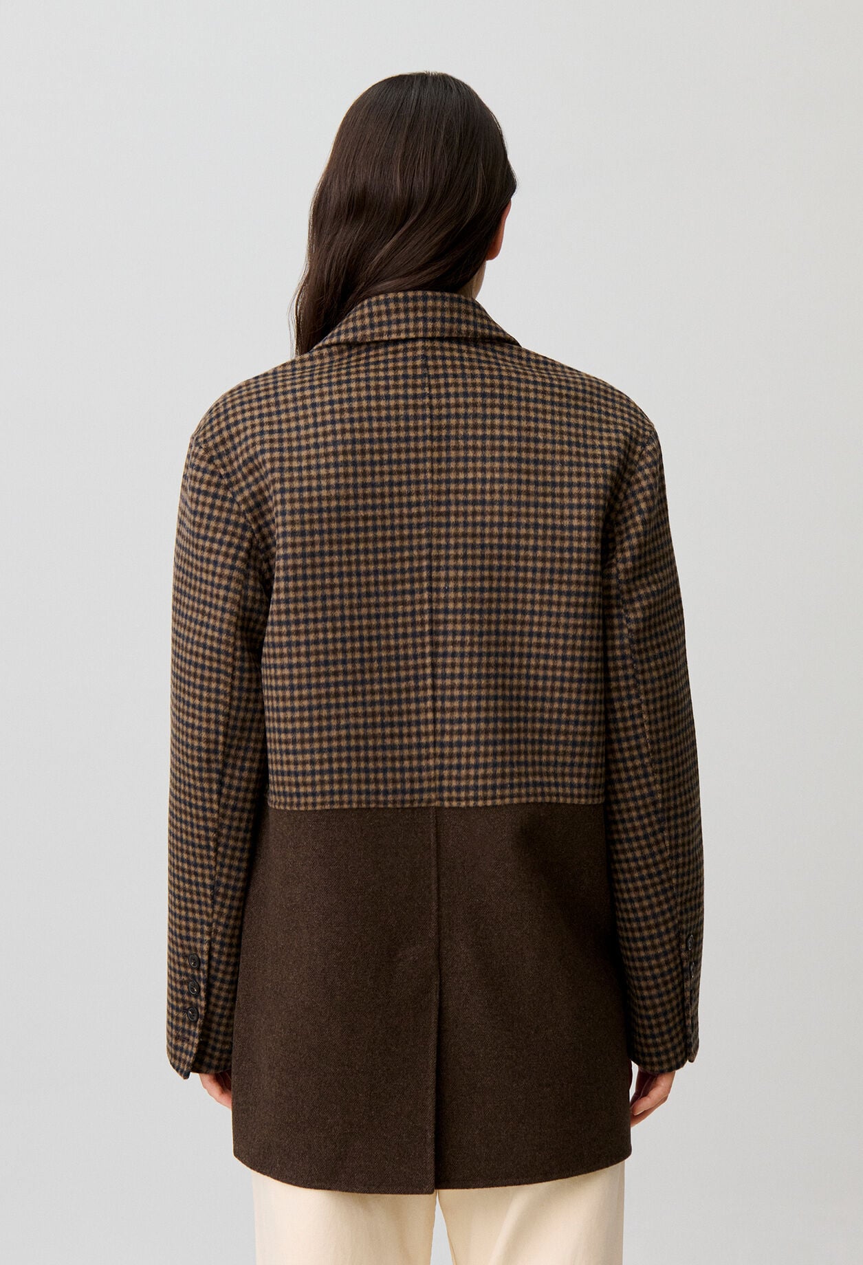 Manteau laine carreaux uni