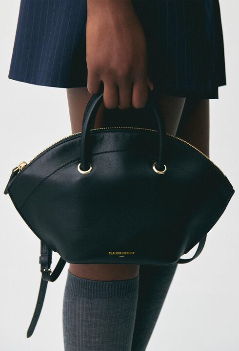 Sac cuir lisse anneaux dor&eacute;s