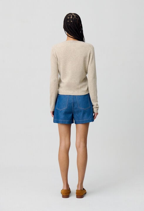Cardigan laine boutonné broderie CP
