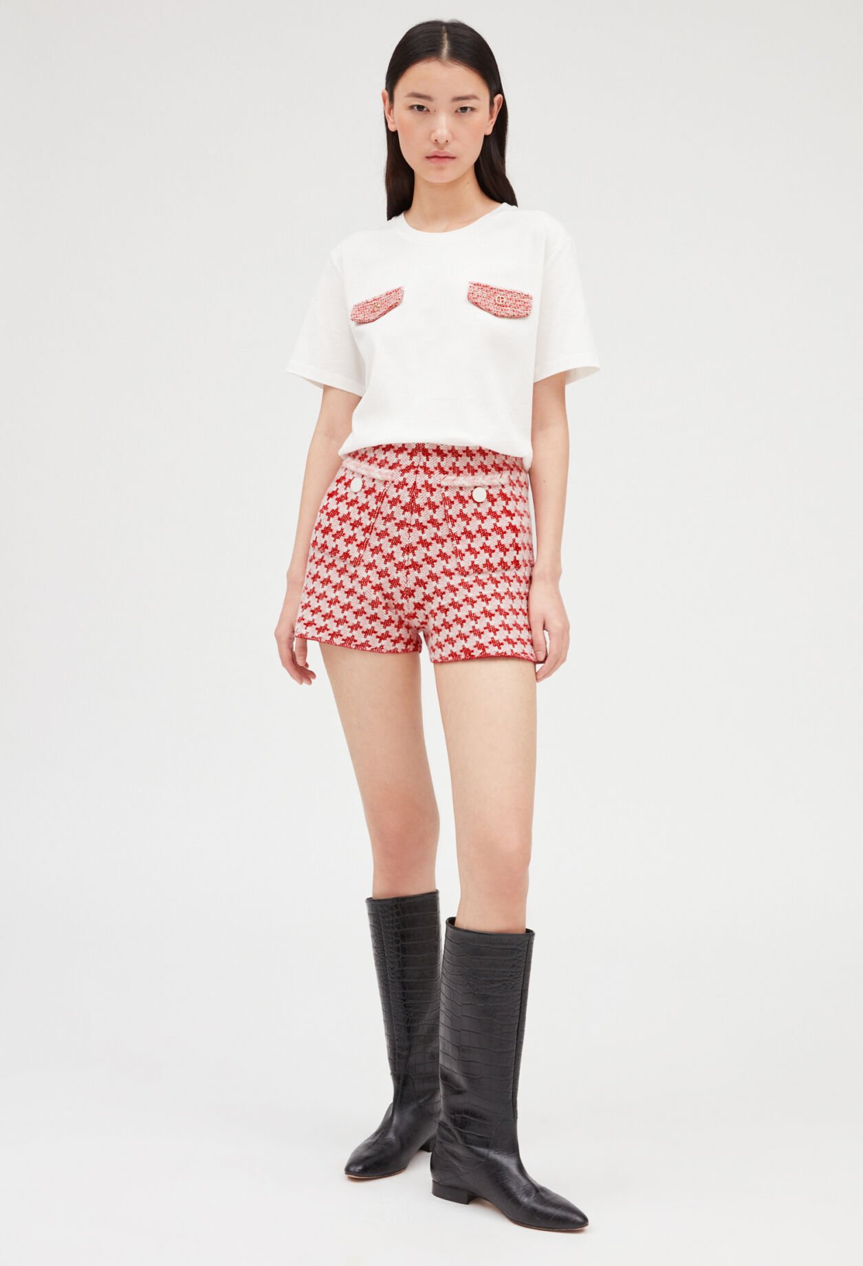 T-shirt écru poches tweed