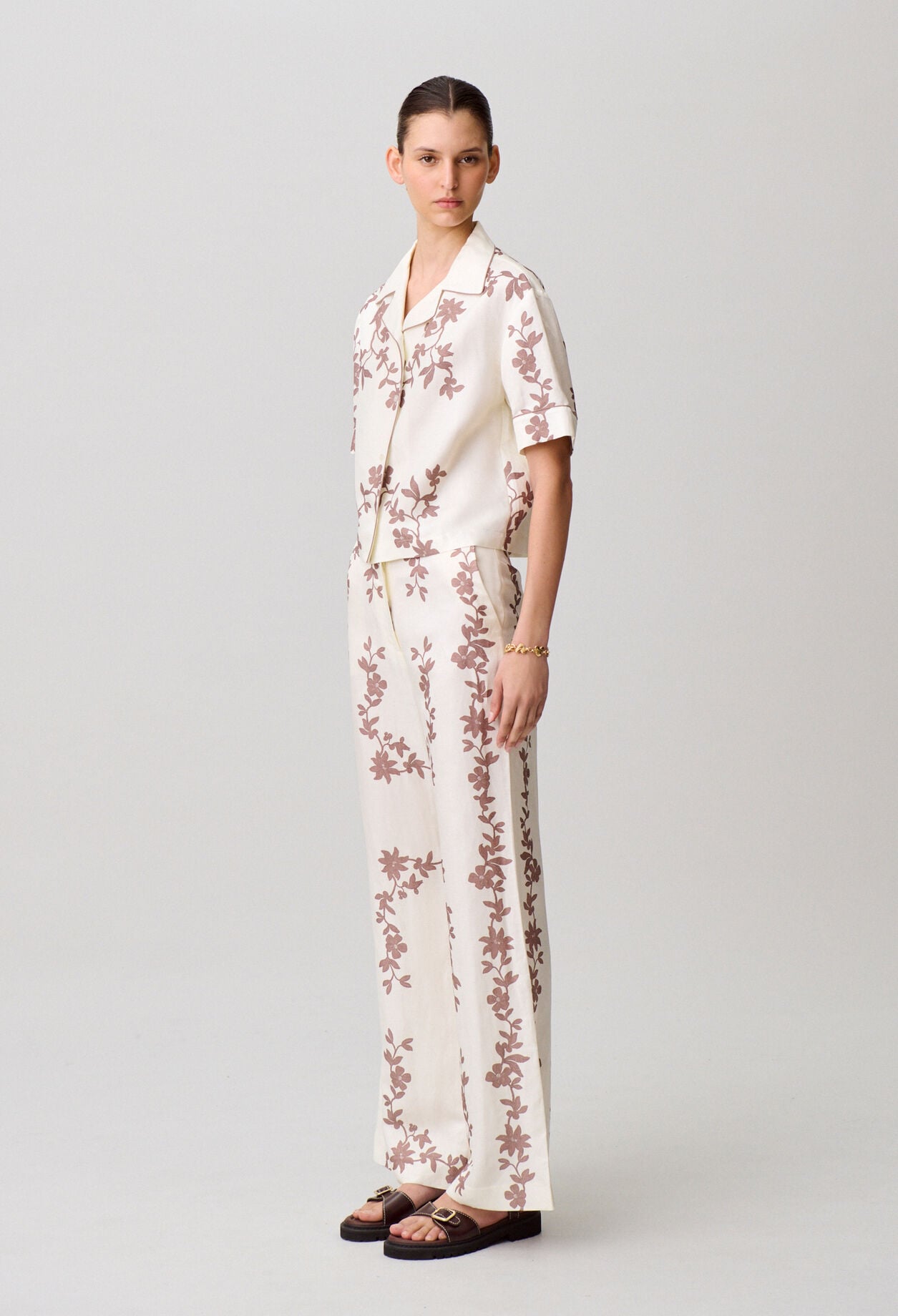 Pantalon large fleurs