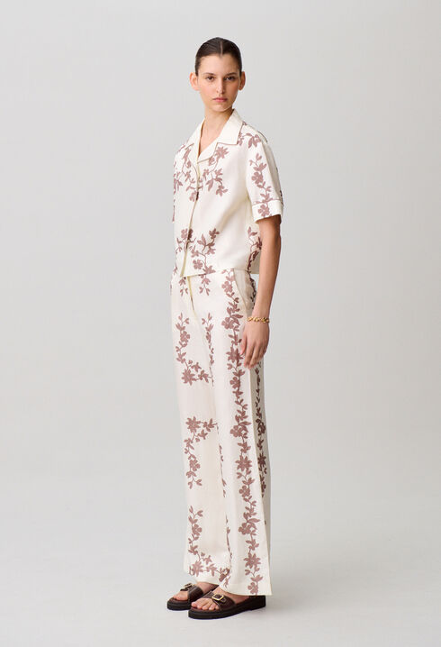 Pantalon large fleurs