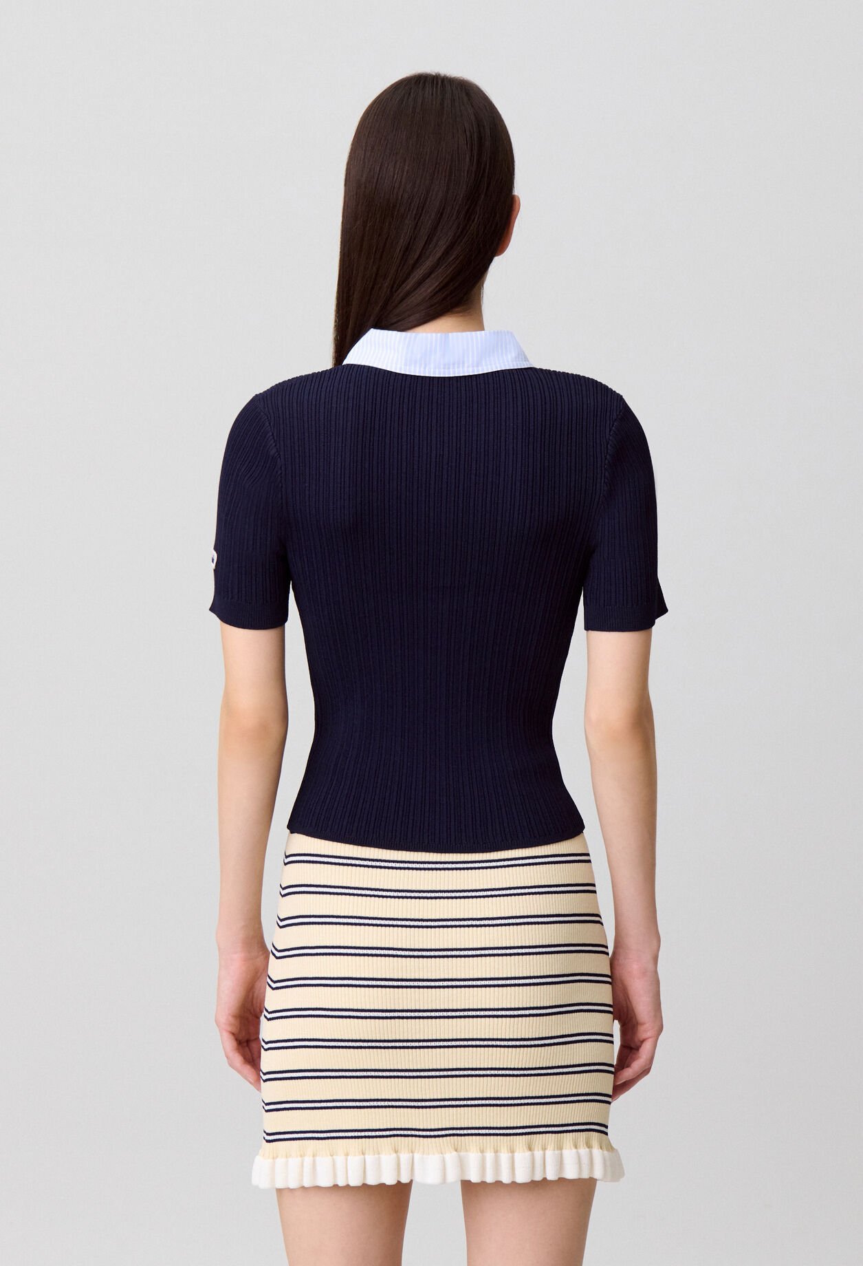 Cardigan bi mati&egrave;res ray&eacute;