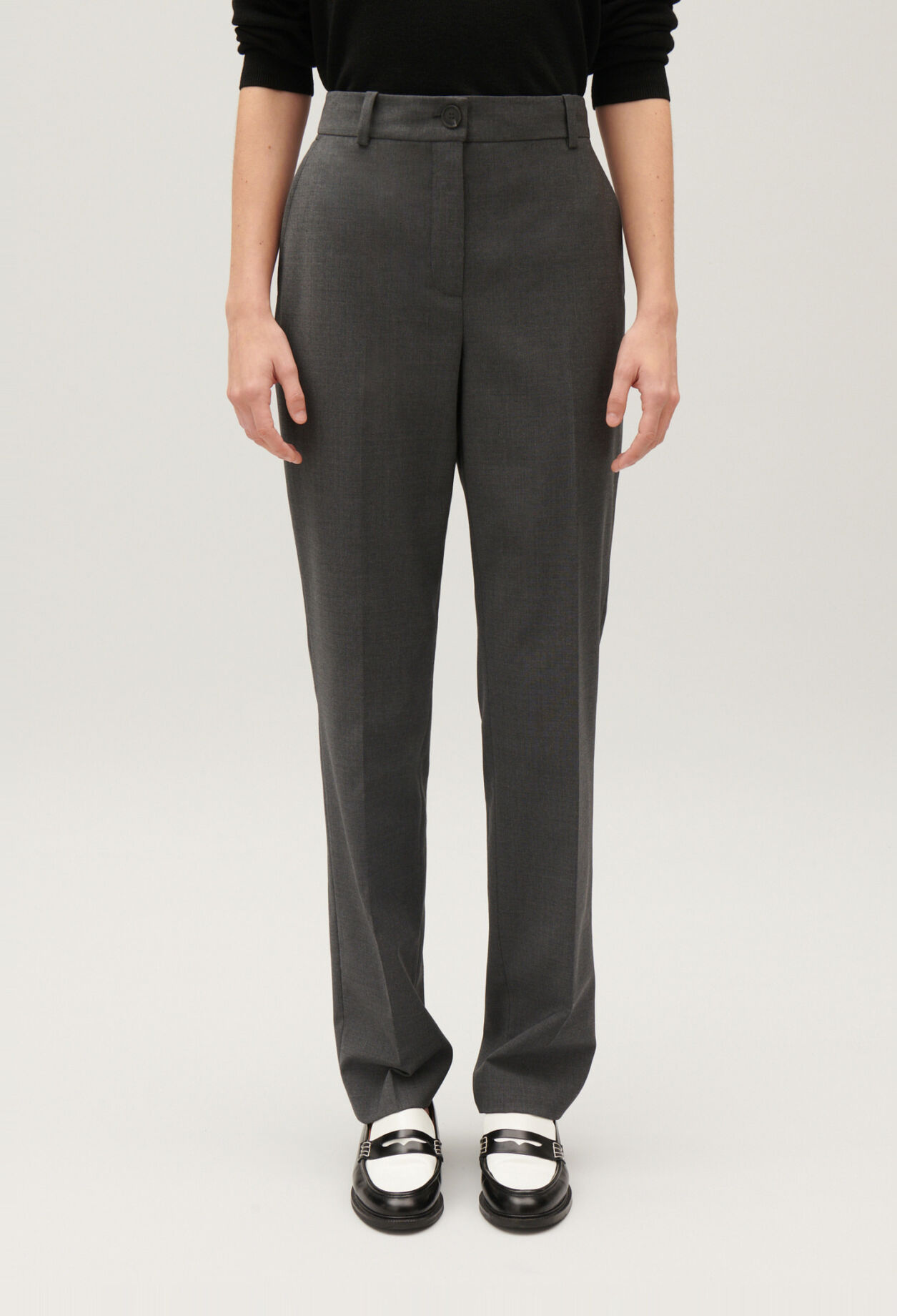 Pantalon tailleur gris chiné