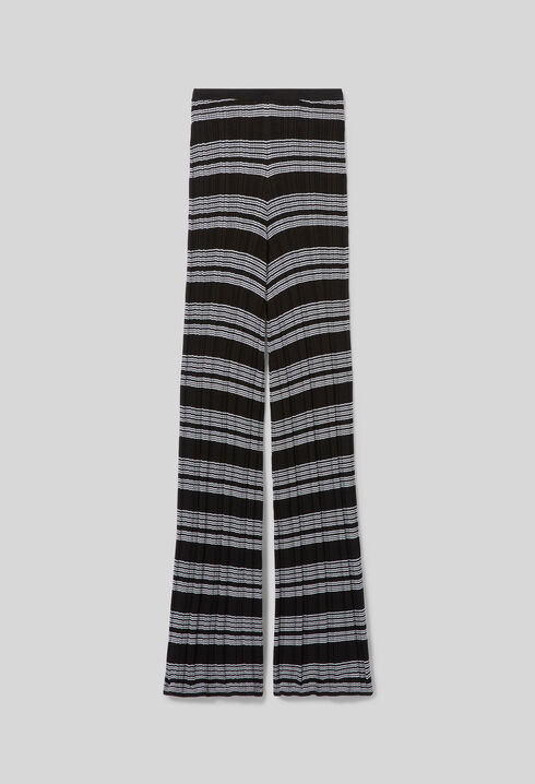 Pantalon maille &agrave; rayures