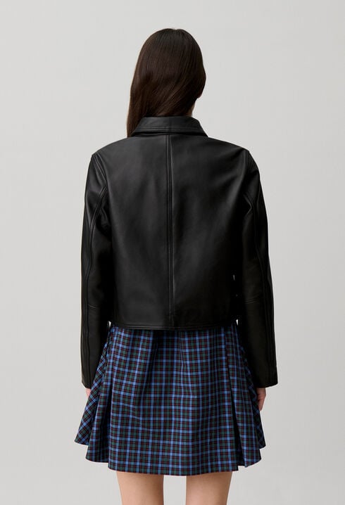 Veste courte cuir noir