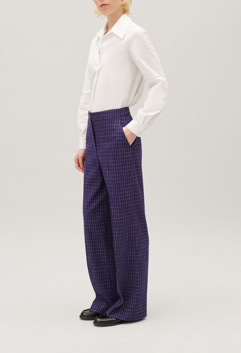 Pantalon costume carreaux indigo