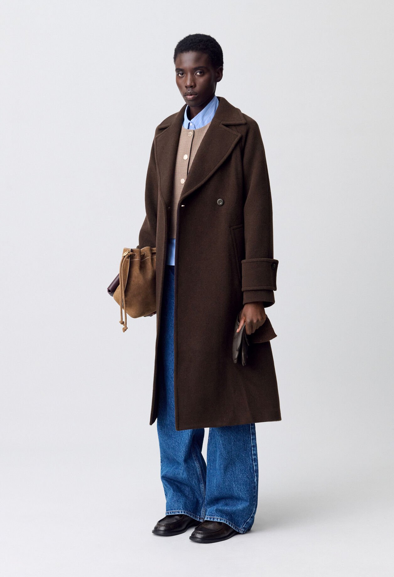 Manteau long ceinturé