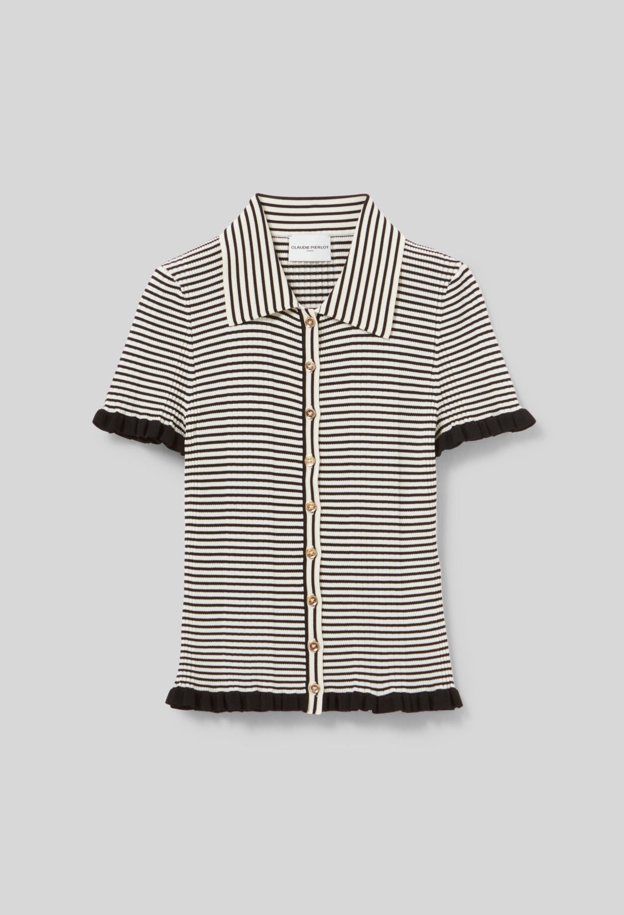 Top polo rayures boutonné