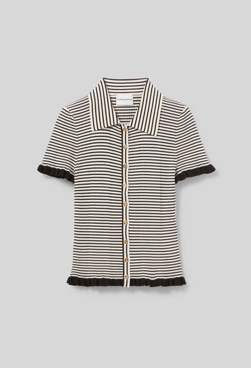 Top polo rayures boutonné