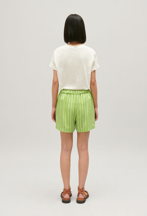 Short fluide rayures matcha