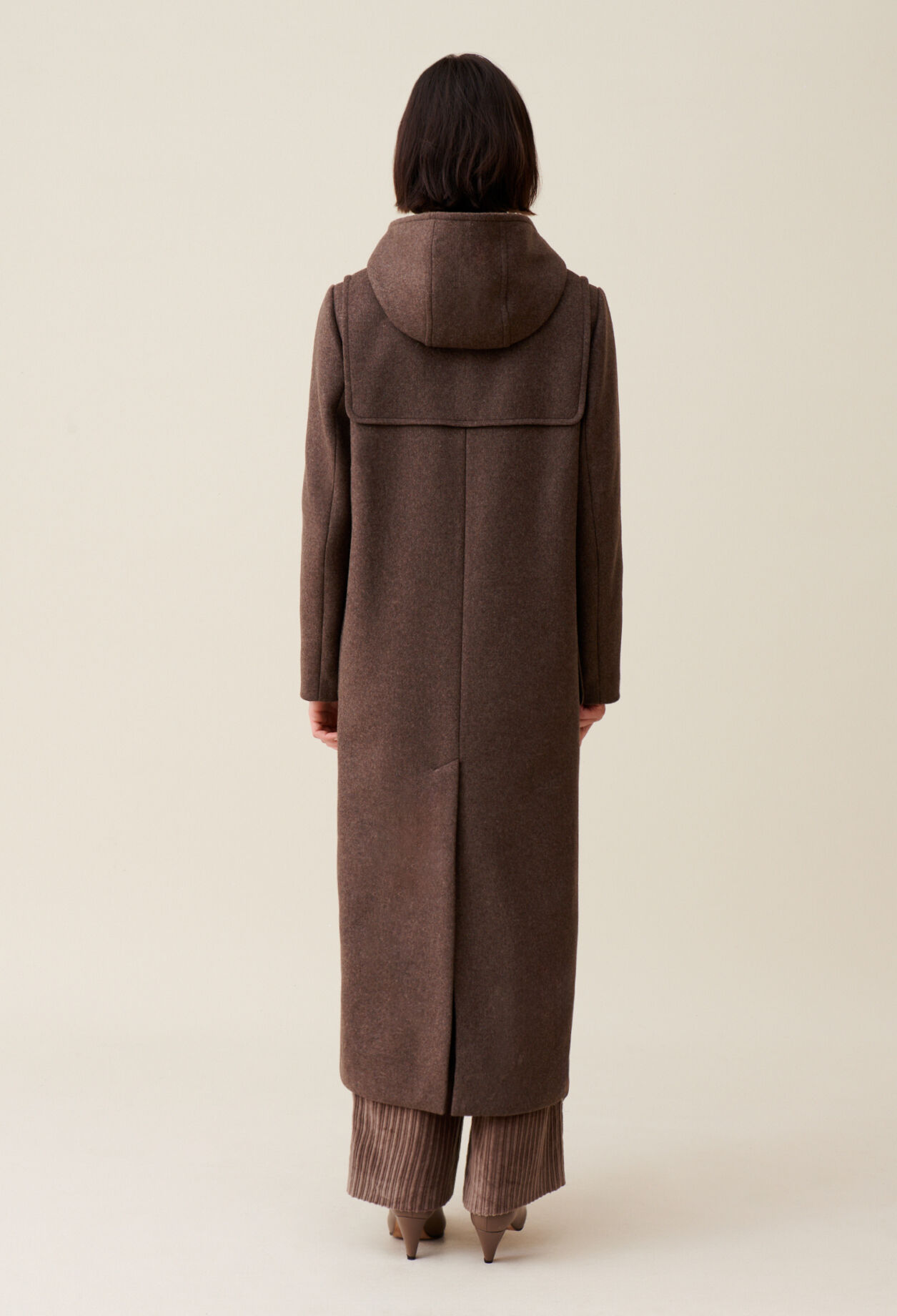 Manteau long marron à capuche