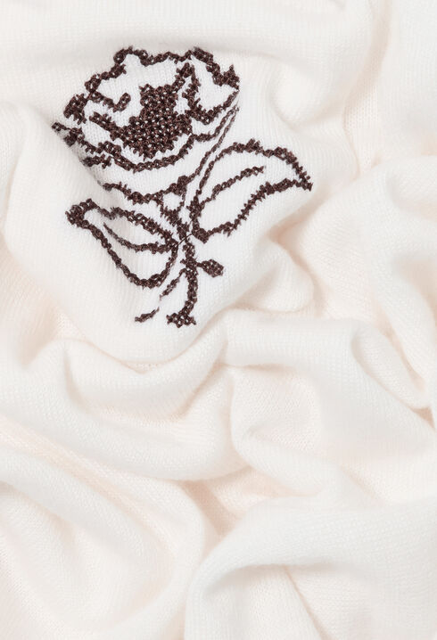 Pull maille fleur brod&eacute;e