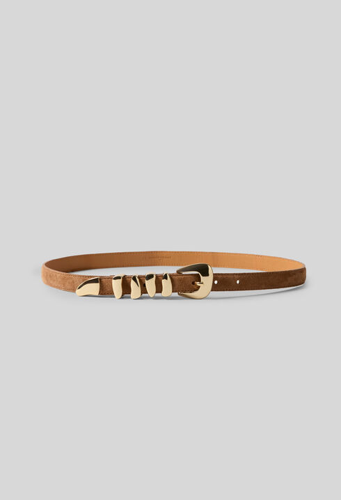 Ceinture cuir lisse boucle organique