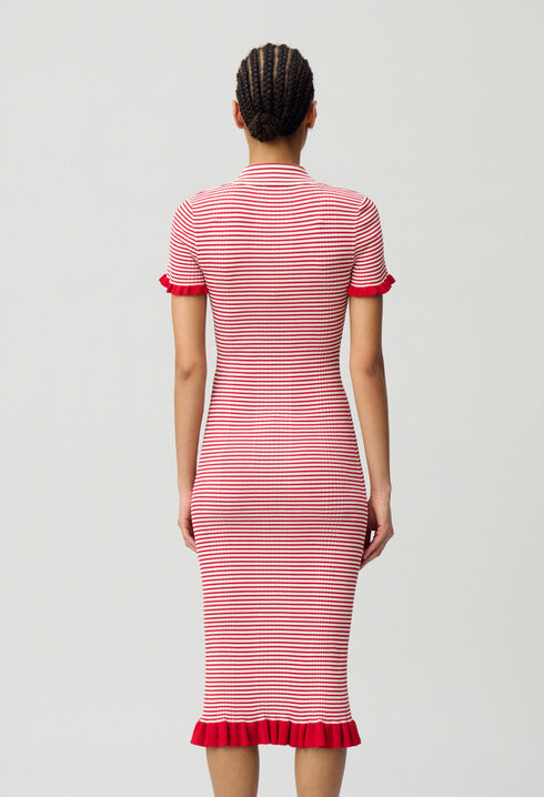 Robe longue maille fine rayée