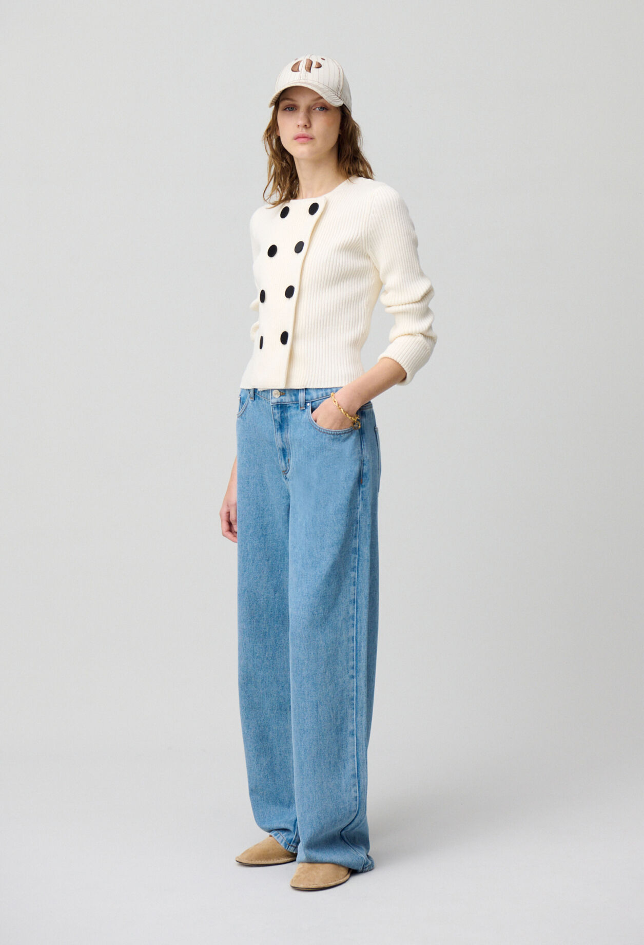 Cardigan laine mélangée boutonné