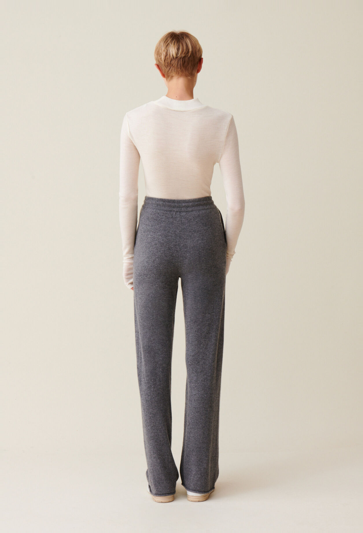 Pantalon fluide cachemire gris