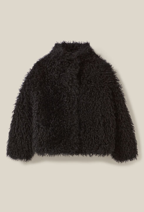 Manteau fausse fourrure noir