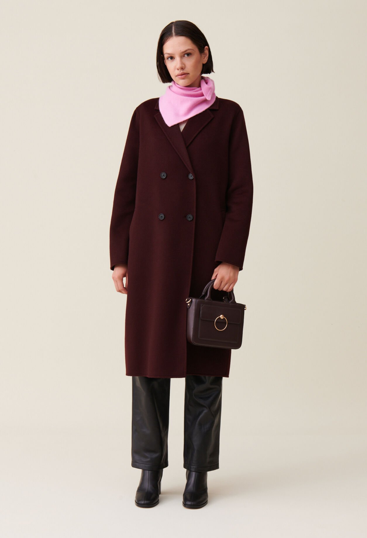 Manteau long bordeaux femme online
