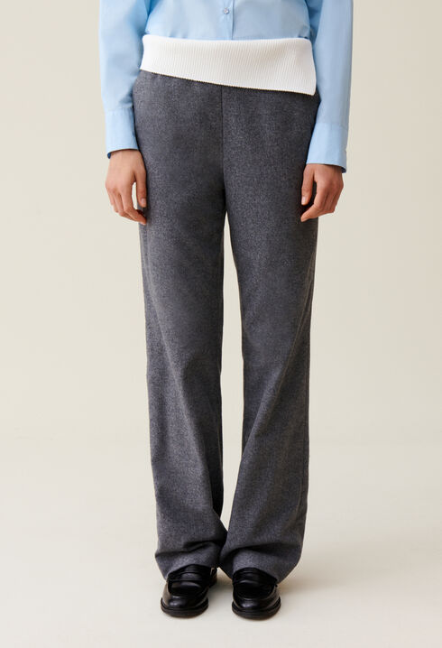 Pantalon droit ceinture contrastée