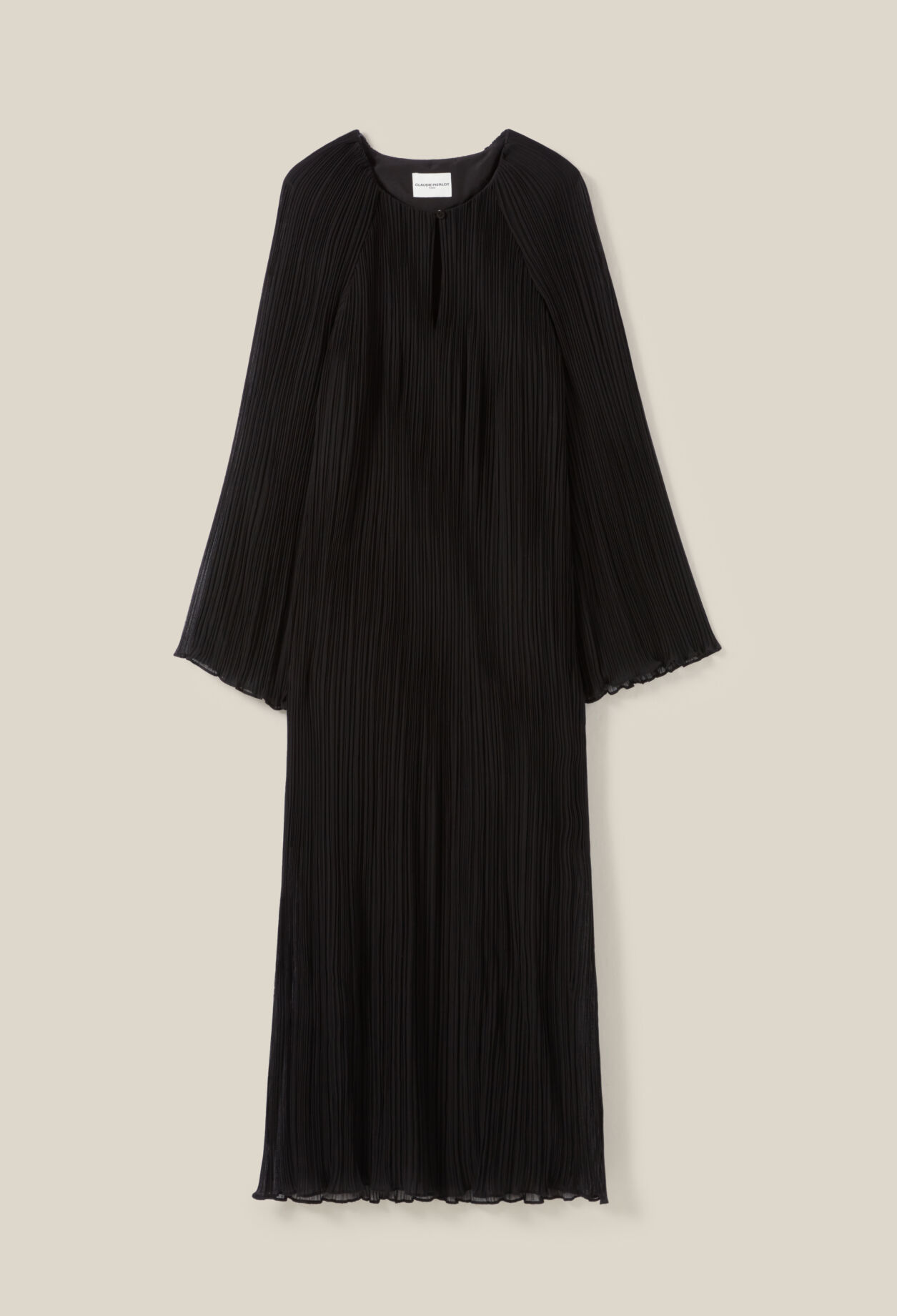 Robe longue plissée transparente