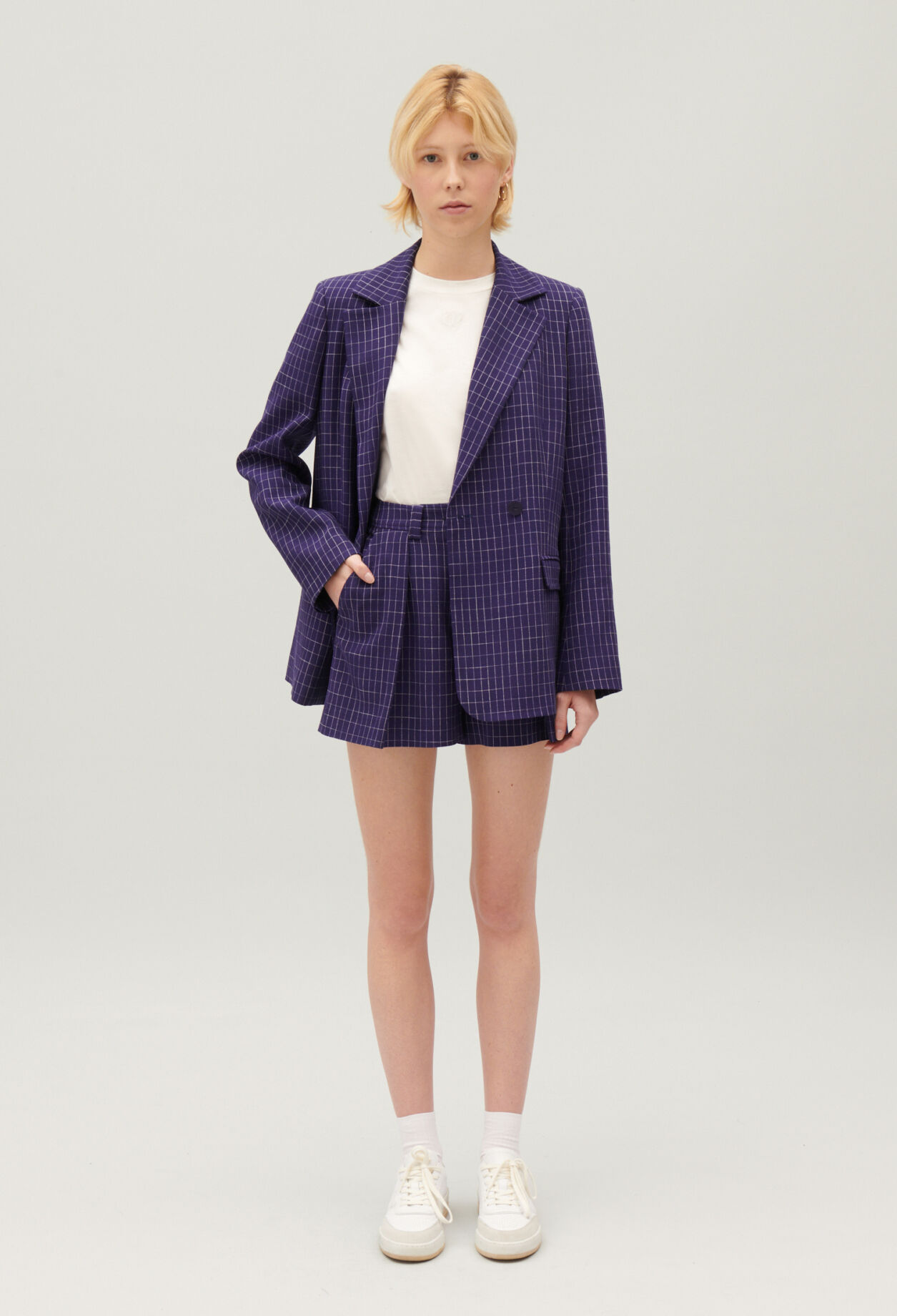 Veste tailleur carreaux indigo pour femme Claudie Pierlot