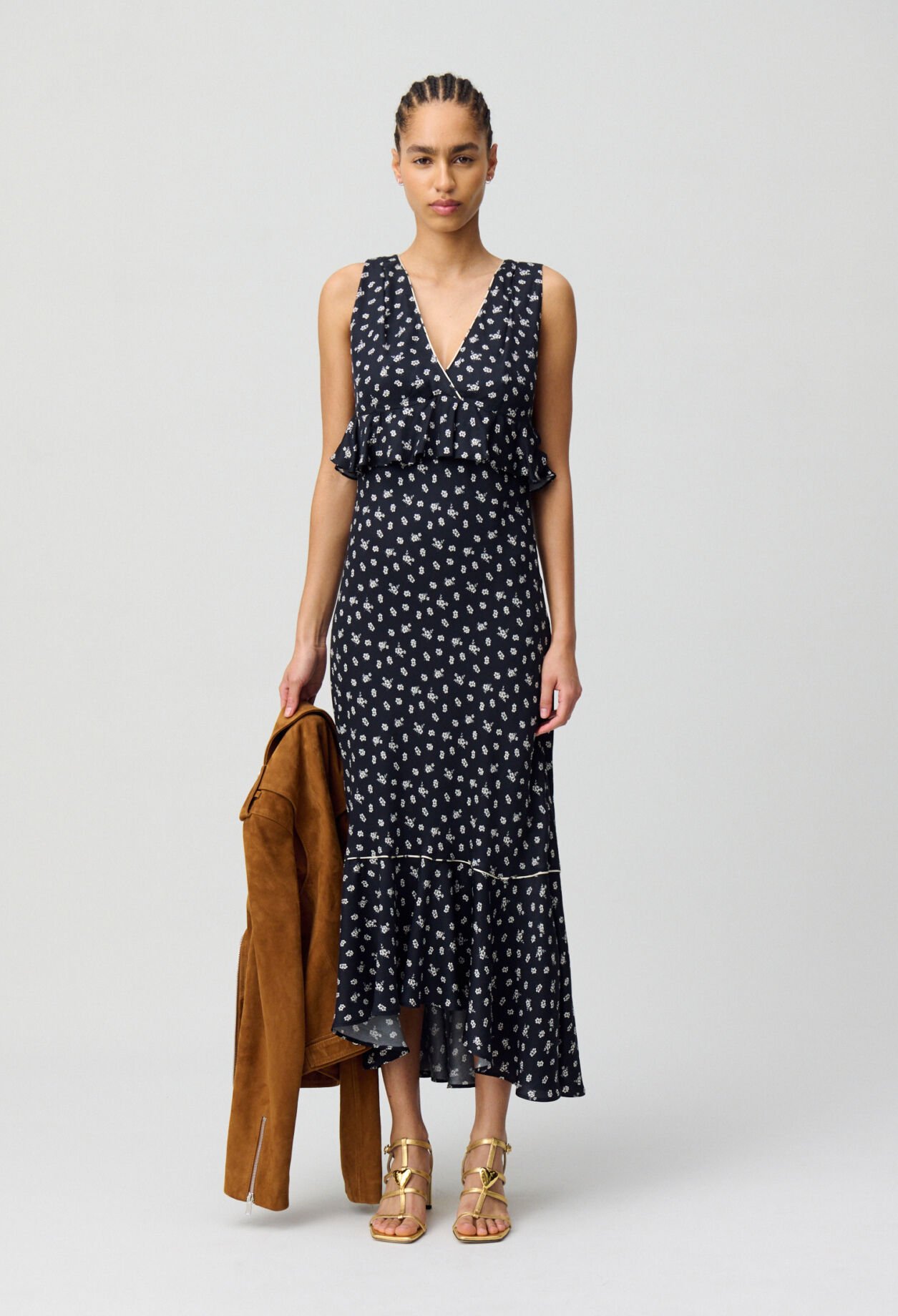 Robe longue volantée