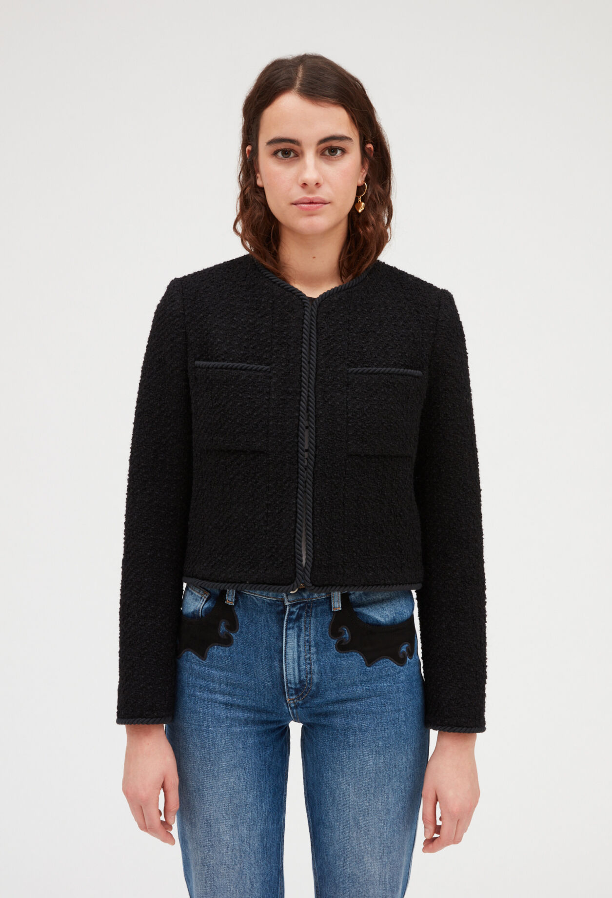 Veste courte tweed noire